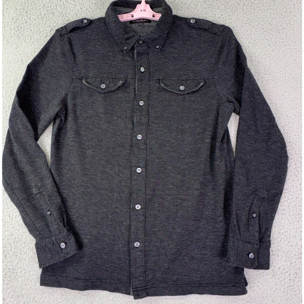 ZZ Banana Republic Luxury Touch Shirt Mens L Gray Utility Button Up
